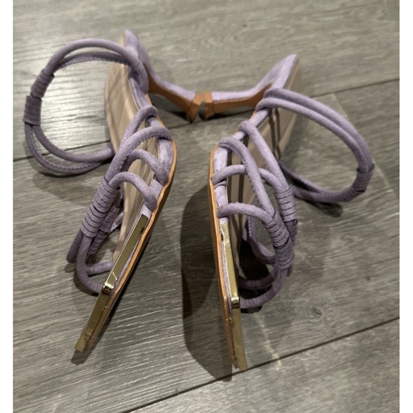 TORGEIS Medinilla‎ Faux Suede Strappy Sandals Heel Lavender Slip On Open Toe 7.5 - Picture 7 of 10